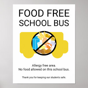 Voedingsvrije schoolbus Allergieveilig gebied Poster