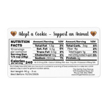 Voedingswaarde informatie Adopt a Cookie Dierenred