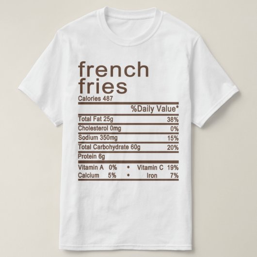 voedingswaardetabel friet t-shirt (Design voorkant)