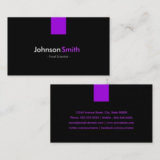 Voedingswetenschapper - Modern Paars Violet Visitekaartje (Voorkant / Achterkant)