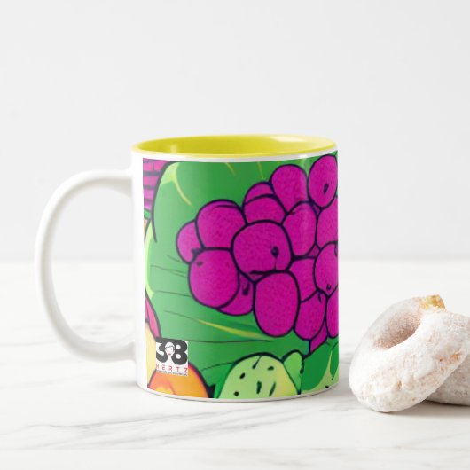 Voedsel als medicijn Collectie Tweekleurige Koffiemok (Met donut)