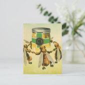  voedsel, biologische honingbijen dansende jar briefkaart (Staand voorkant)