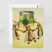  voedsel, biologische honingbijen dansende jar briefkaart (Voorkant / Achterkant)