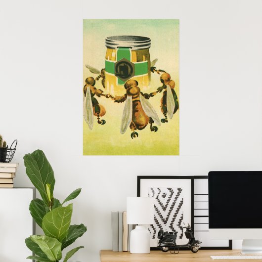  voedsel, biologische honingbijen dansende jar poster (Thuiskantoor)