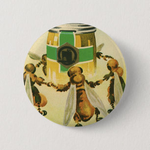 voedsel, biologische honingbijen dansende jar ronde button 5,7 cm