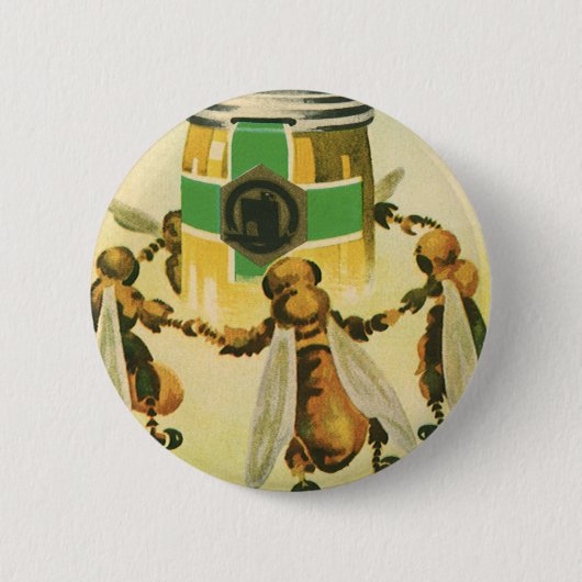 voedsel, biologische honingbijen dansende jar ronde button 5,7 cm (Voorkant)