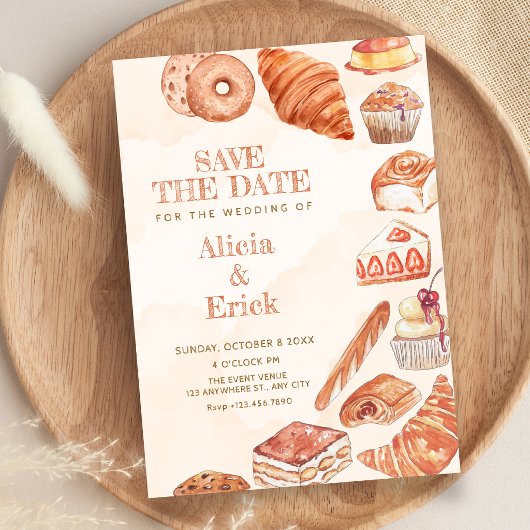 Voedsel brood gebak kunst bruiloft save the date