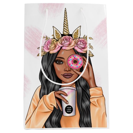 Voedsel Catering Whimsische Eenhoorn Dame Medium Cadeauzakje (Voorkant)