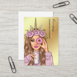 Voedsel Catering Whimsische Eenhoorn Dame Zakelijk Visitekaartje