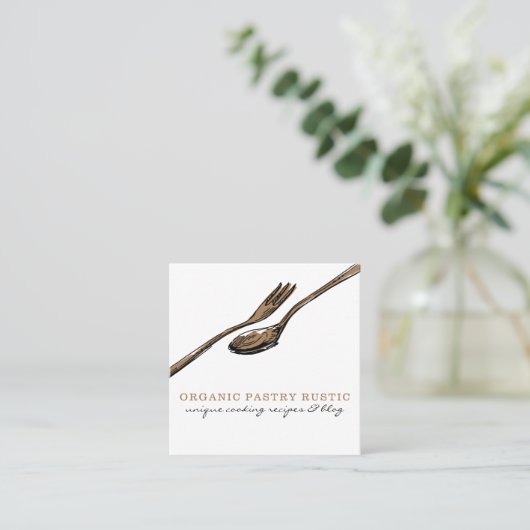 Voedsel eet spoon vierkante visitekaartje (Staand voorkant)