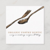 Voedsel eet spoon vierkante visitekaartje (Voorkant)