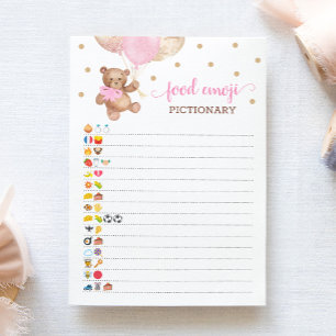 Voedsel Emoji Pictionary spel Roze Teddybeer Kaart