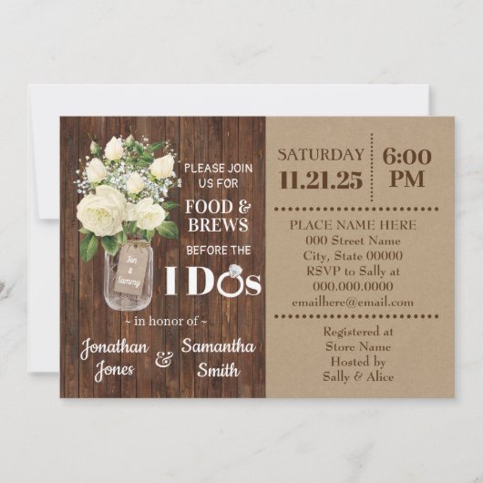 Voedsel en brouwerijen voor ik een landtrouwdouche kaart (Voorkant)