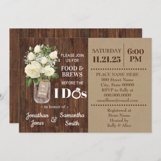 Voedsel en brouwerijen voor ik een landtrouwdouche kaart (Voorkant / Achterkant)