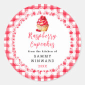 Voedsel Etiket voor Thuisgemaakte Frambozen Cupcak (Voorkant)