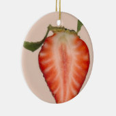 Voedsel - Fruit - Plakje Aardbei Keramisch Ornament (Rechts)