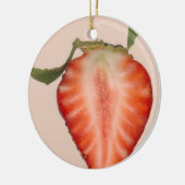 Voedsel - Fruit - Plakje Aardbei Keramisch Ornament (Links)