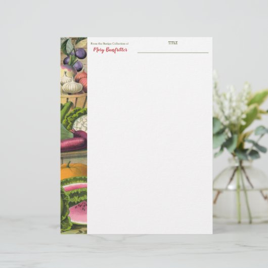  voedsel gepersonaliseerd recept letterhead (Staand voorkant)