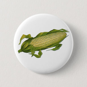 voedsel, gezonde groenten, maïs op de krab ronde button 5,7 cm