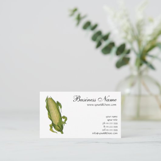  voedsel, gezonde groenten, maïs op de krab visitekaartje (Staand voorkant)