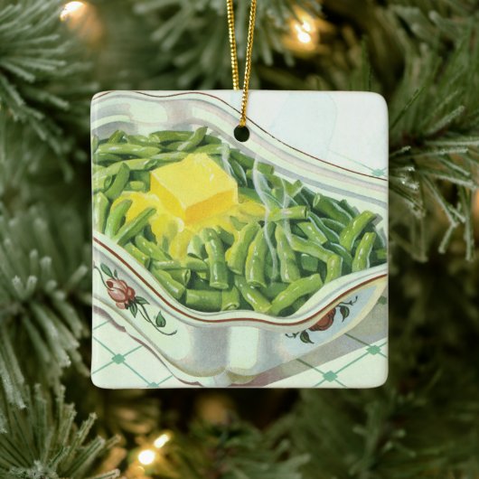 voedsel, groene Bean Casserole met boter Keramisch Ornament (Boom)