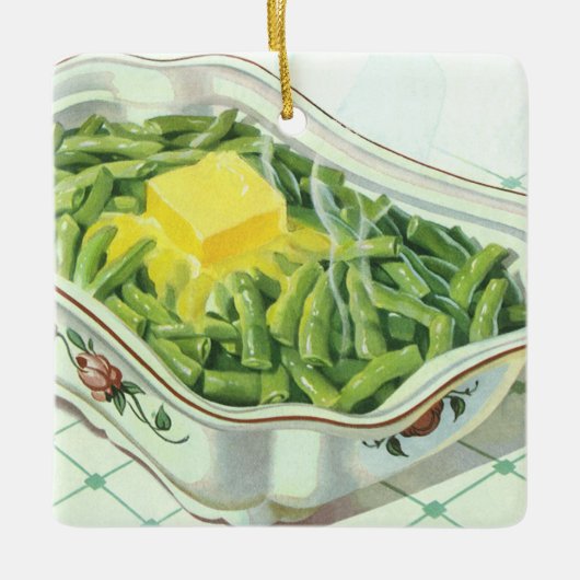  voedsel, groene Bean Casserole met boter Keramisch Ornament (Voorkant)