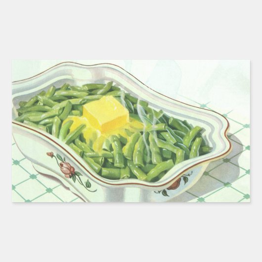  voedsel, groene Bean Casserole met boter Rechthoekige Sticker (Voorkant)