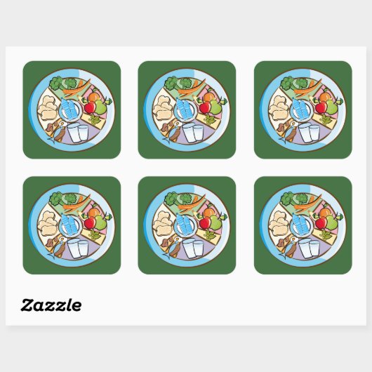 Voedsel Groepen vierkante sticker (Vel)