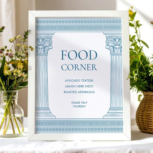 Voedsel hoektafel Bord in blauw Poster