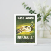  voedsel is een wapen, verspil het niet! Wartime Briefkaart (Staand voorkant)