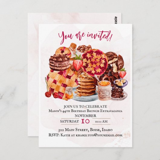 Voedsel Lover, uitnodiging van Dessert Lover Party (Voorkant / Achterkant)