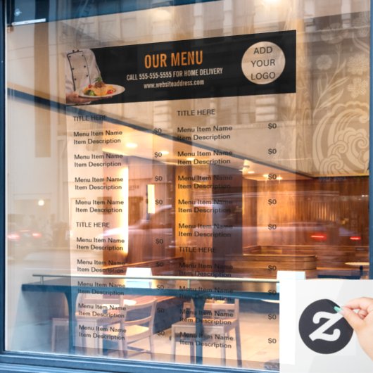 Voedsel Menu Catering Restaurant Bedrijvigheid Raamsticker (Cafe Raam)