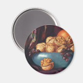 voedsel, noten en fruit in een blauwe Bowl Magneet (Voorkant / Achterkant)