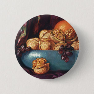 voedsel, noten en fruit in een blauwe Bowl Ronde Button 5,7 Cm