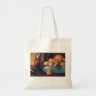 voedsel, noten en fruit in een blauwe Bowl Tote Bag