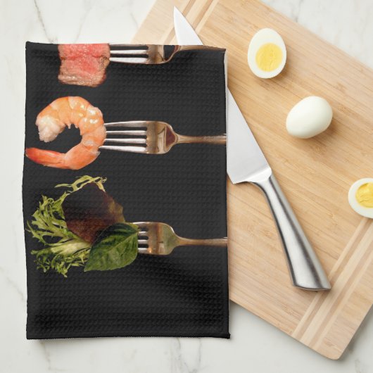 Voedsel op Forks Kitchen Towel Theedoek (Quarter Fold)