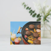 Voedsel op grill briefkaart (Staand voorkant)
