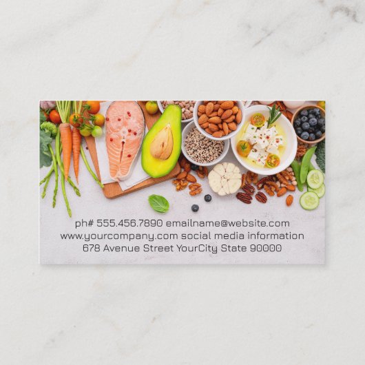 Voedsel op tafel gespreid | Culinair Visitekaartje (Achterkant)