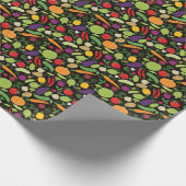 Voedsel op zwarte achtergrond cadeaupapier (Hoek)