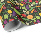 Voedsel op zwarte achtergrond cadeaupapier (Rol Hoek)