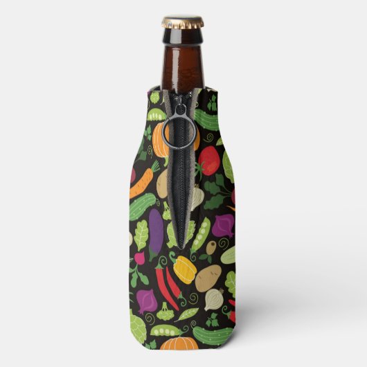 Voedsel op zwarte achtergrond flesjeskoeler (Fles Achterkant)