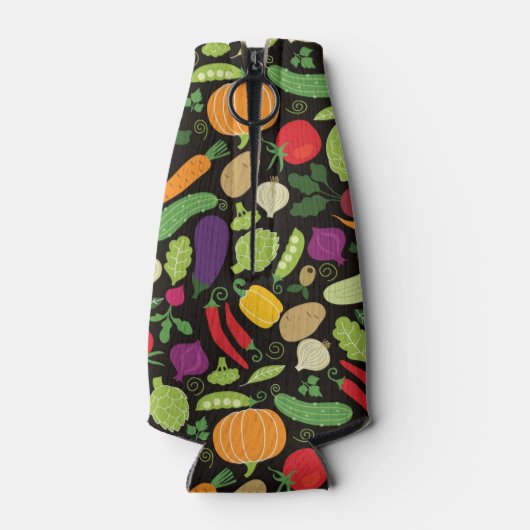 Voedsel op zwarte achtergrond flesjeskoeler (Achterkant)