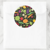 Voedsel op zwarte achtergrond ronde sticker (Tas)