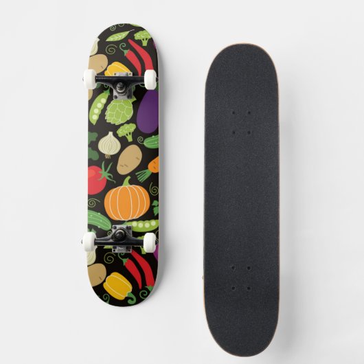 Voedsel op zwarte achtergrond skateboard (Voorkant)