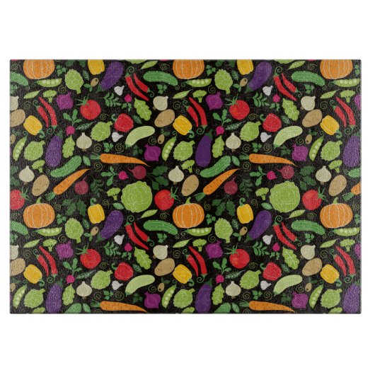 Voedsel op zwarte achtergrond snijplank (Voorkant)