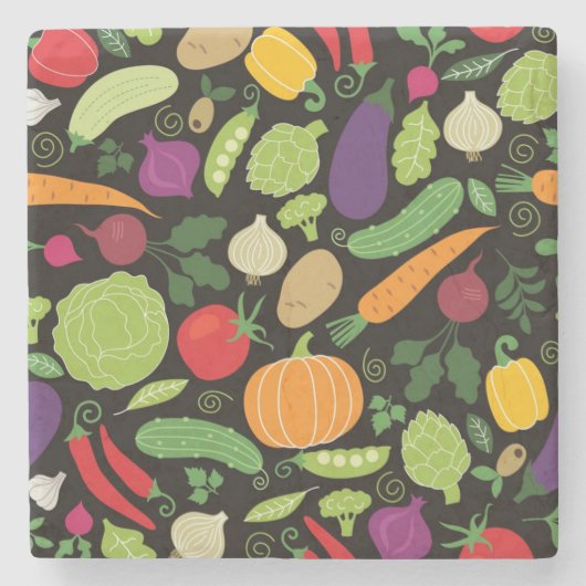 Voedsel op zwarte achtergrond stenen onderzetter (Voorkant)