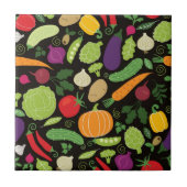 Voedsel op zwarte achtergrond tegeltje (Voorkant)