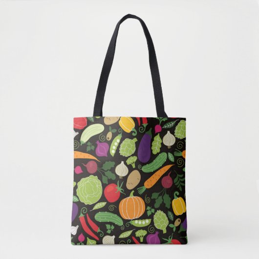 Voedsel op zwarte achtergrond tote bag (Voorkant)