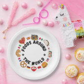 Voedsel over de hele wereld papieren bordje (Feest)