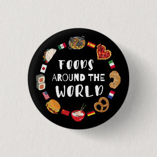 Voedsel over de hele wereld ronde button 3,2 cm